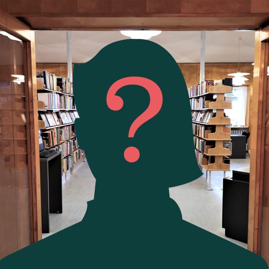 Billede til jobopslag og ledig stilling med silhuetten af en anonyme person med  spørgsmålstegn på ansigtet.