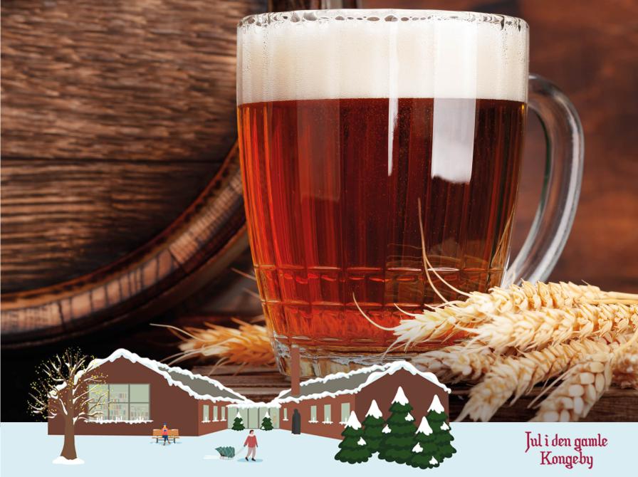 Et glas øl. Jul i den gamle Kongeby logo. 
